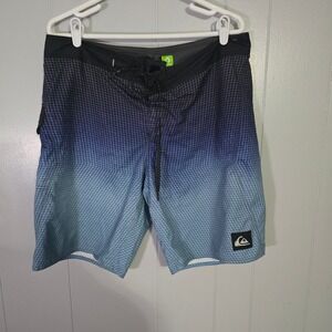 Quiksilver Boardshorts Mens 36 Blue Gradient Grid Recycled Swim Trunks RN114199